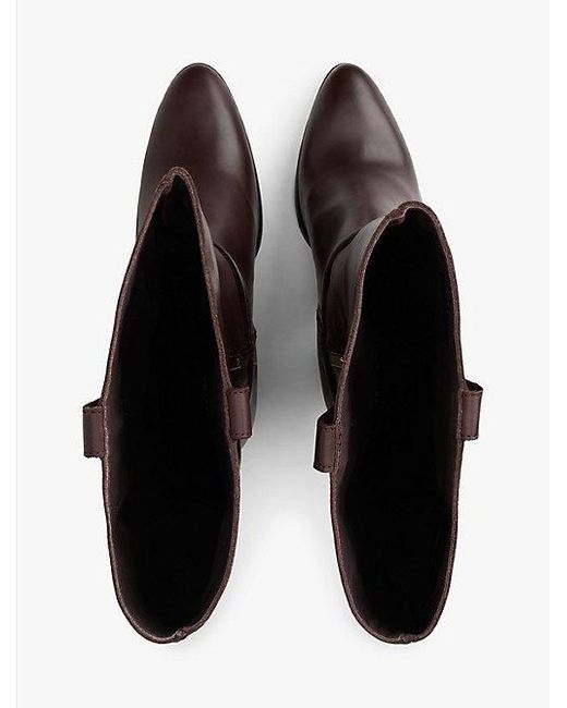 Tommy Hilfiger Leren Overknee Laars Met Spitse Neus in het Brown