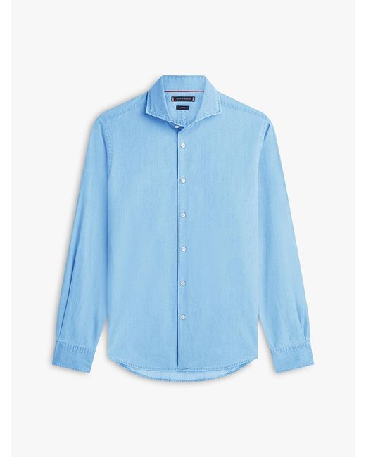 Tommy Hilfiger Blue New York Label Slim Fit Denim Shirt for men