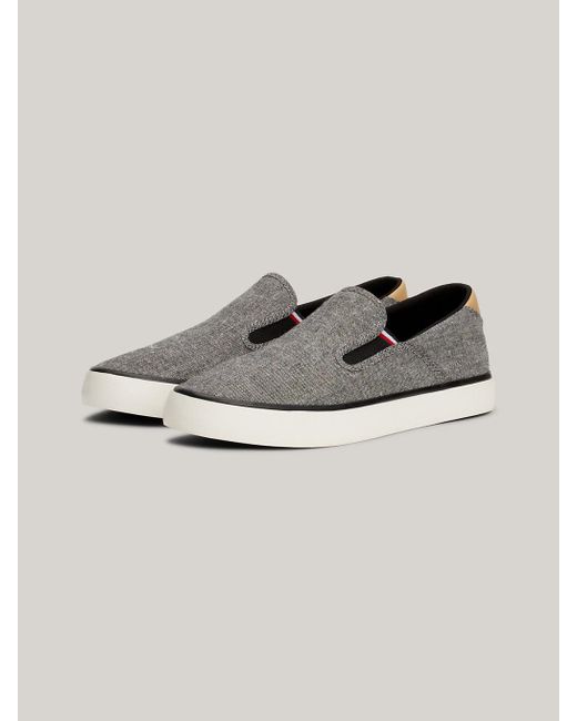 Tommy Hilfiger Black Linen Chambray Slip-on Trainers for men