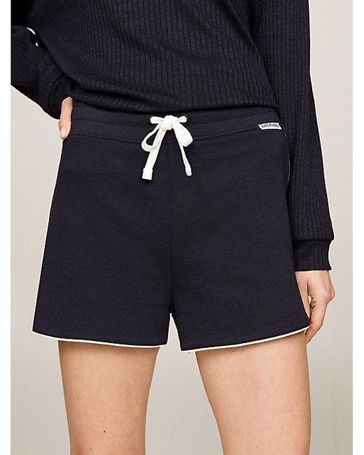 Tommy Hilfiger Blue Hilfiger Monotype Pyjama-Shorts mit Paspeln