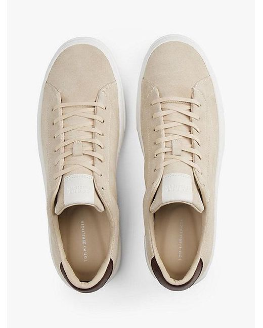 Tommy Hilfiger Suède Sneaker Met Cupsole in het Natural voor heren