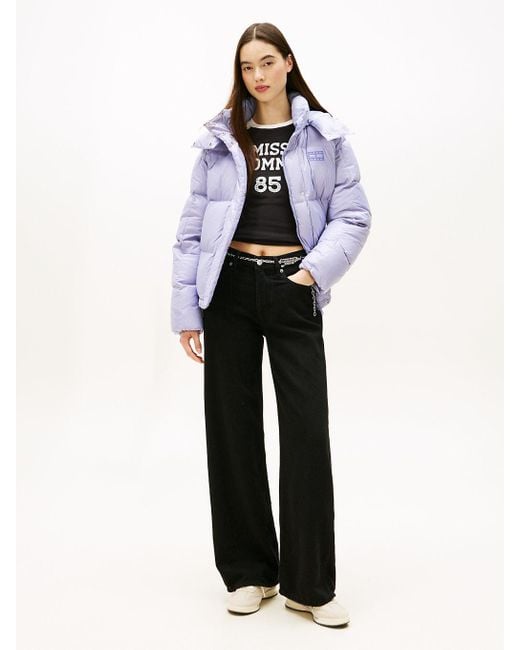 Tommy Hilfiger Blue Shiny Quilted Down Alaska Puffer Jacket