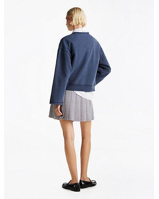 Tommy Hilfiger Sweatshirt Met Wijde Mouw En Geborduurd Logo in het Blue