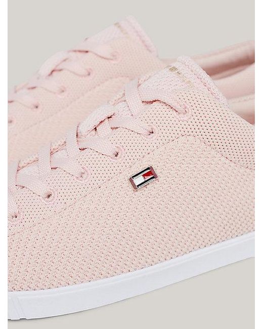 Tommy Hilfiger Essential Gebreide Vetersneaker in het Pink