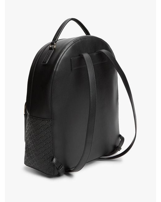 Tommy Hilfiger Black Th Monogram Debossed Dome Backpack