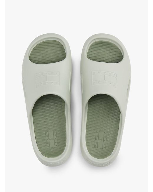 Tommy Hilfiger White Cutout Embossed Pool Slides for men
