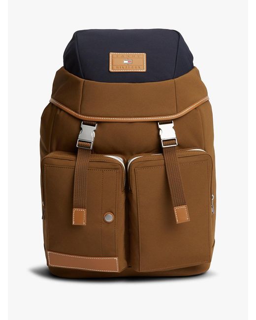 Tommy Hilfiger Brown Casual Pocket Flap Backpack for men