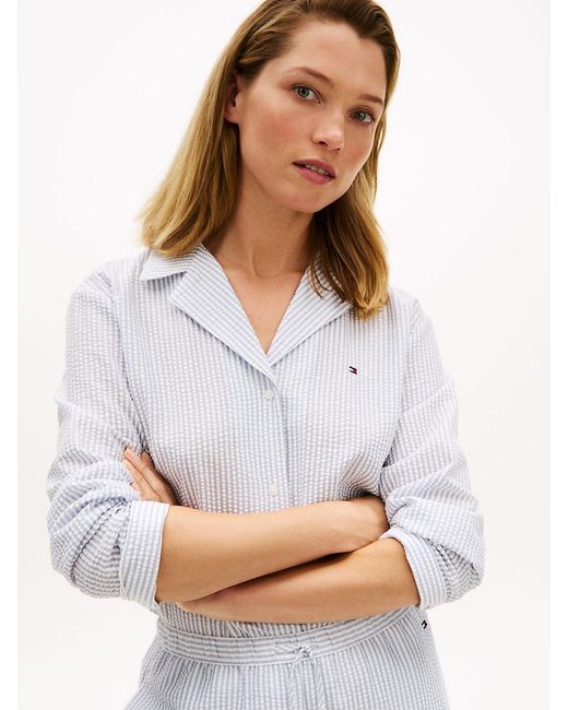 Tommy Hilfiger White Essential Seersucker Pyjama Shirt