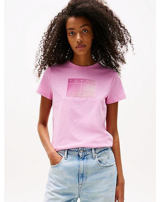 Tommy Hilfiger Red Rundhals-T-Shirt Mit Farbverlauf-Logo