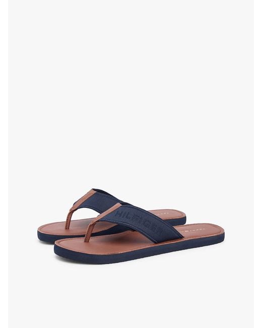 Tommy Hilfiger Blue Jacquard Logo Flip-Flops for men