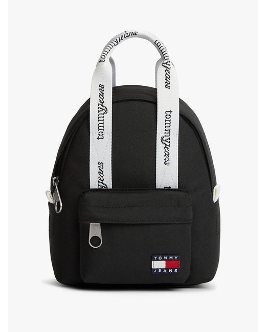 Tommy Hilfiger Black Essential Repeat Logo Dome Backpack