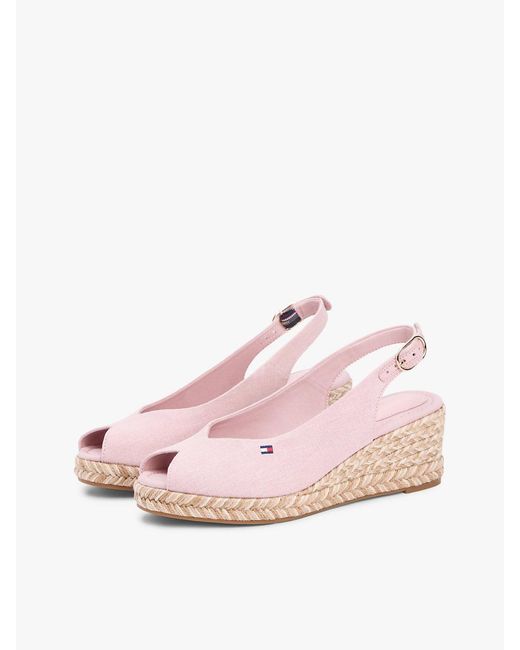 Tommy Hilfiger Pink Hemp Slingback Wedge Espadrilles