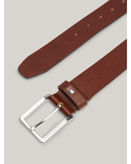 Tommy Hilfiger Brown Enamel Flag Leather Belt for men