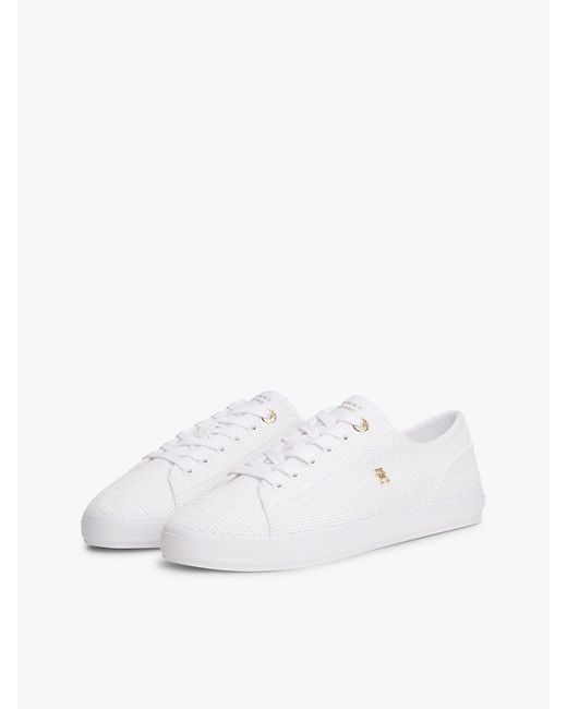 Tommy Hilfiger White Th Monogram Textured Trainers