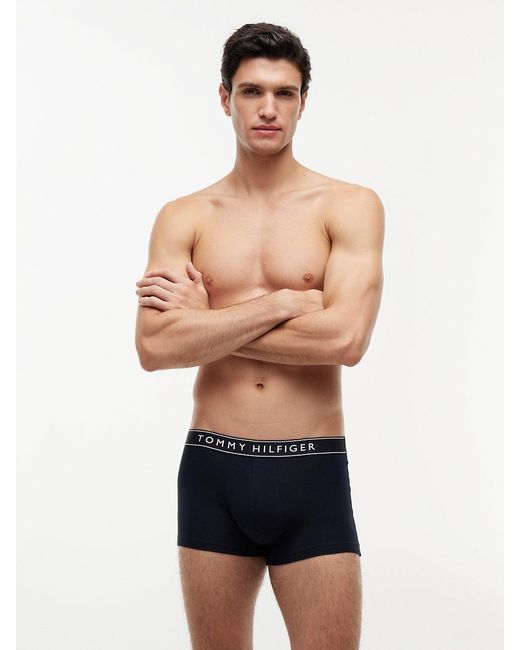 Tommy Hilfiger Blue 3-Pack Essential Logo Waistband Trunks for men