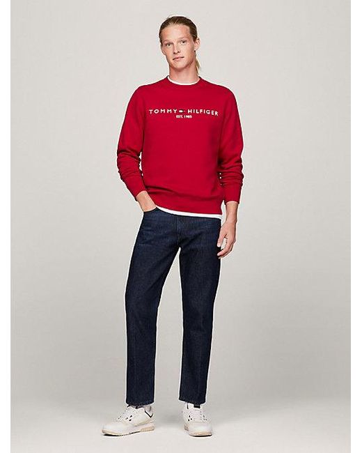 Tommy Hilfiger Regular Fit Sweatshirt Met Geborduurd Logo in het Red voor heren