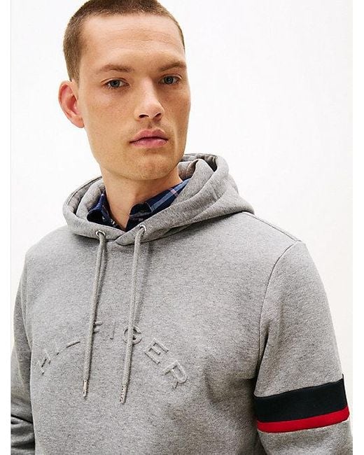 Tommy Hilfiger Fleece Hoodie Met Logo in het Gray voor heren