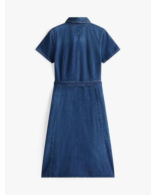 Tommy Hilfiger Blue Adaptive Denim Midi Shirt Dress