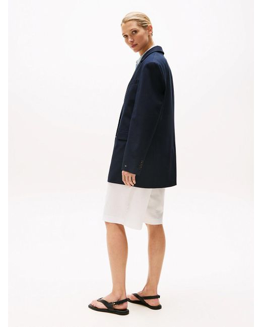 Tommy Hilfiger Blue Relaxed Single Breasted Longline Blazer