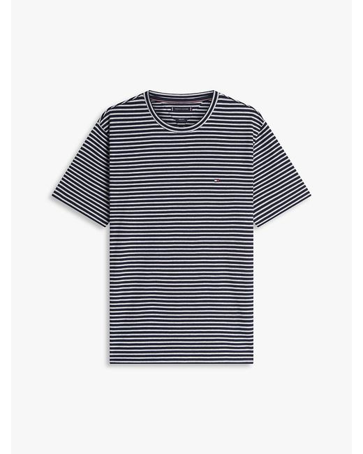 Tommy Hilfiger Blue Flag Embroidery Stripe Jersey T-Shirt for men