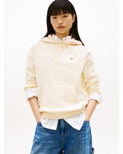 Tommy Hilfiger Natural Flag Embroidery Fleece Drawstring Hoody