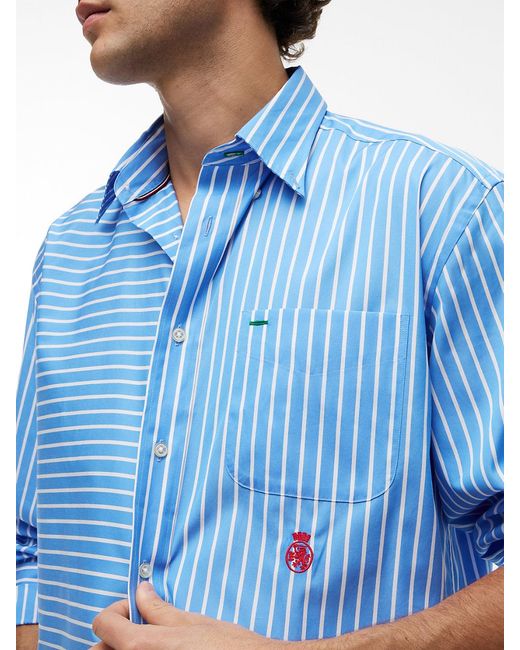 Tommy Hilfiger Blue Oversized Fit Mixed Stripe Poplin Shirt for men