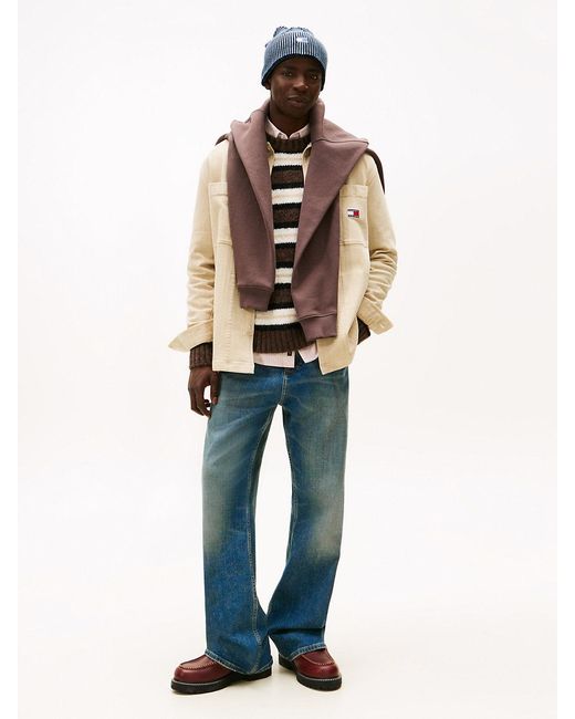 Tommy Hilfiger Natural Oversized Fit Herringbone Twill Overshirt for men