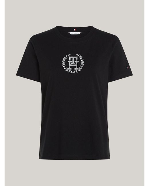 Tommy Hilfiger Black Th Monogram Crew Neck T-shirt