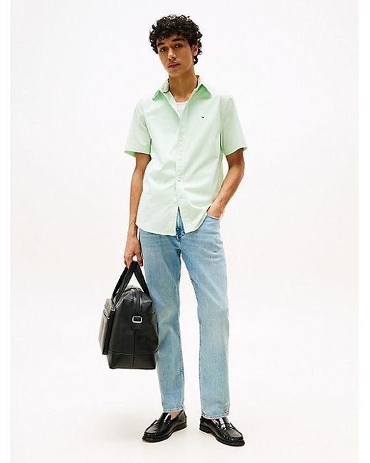 Camisa Th Flex De Manga Corta Y Corte Regular Tommy Hilfiger de hombre de color Green