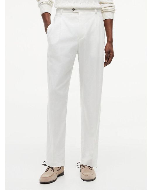 Tommy Hilfiger White Regular Gabardine Pressed Crease Trousers for men