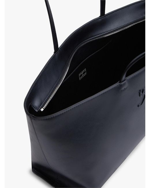 Tommy Hilfiger Blue Essential Textured Logo Tote Bag