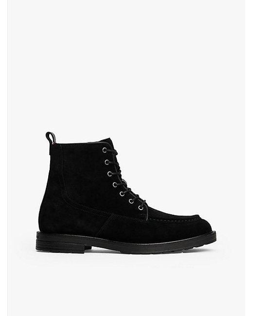 Tommy Hilfiger Suède Boots Met Profielzool En Moccasin-Neus in het Black voor heren