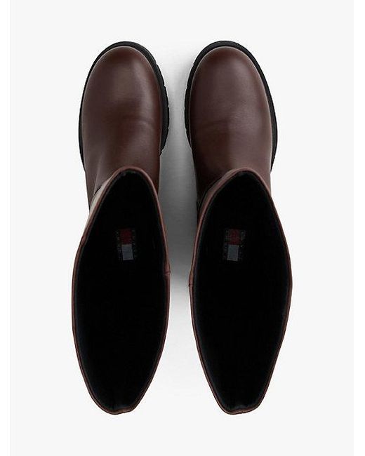 Tommy Hilfiger Leren Kniehoge Laars Met Profielzool in het Brown