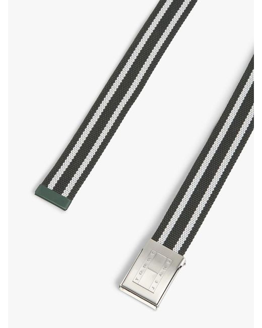 Tommy Hilfiger White Ryan Stripe Webbing Belt for men