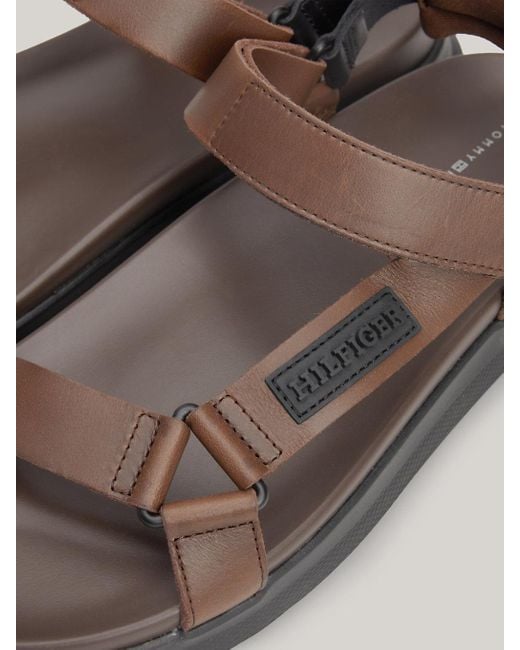 Sandales en cuir à brides et logo Tommy Hilfiger pour homme en coloris Metallic
