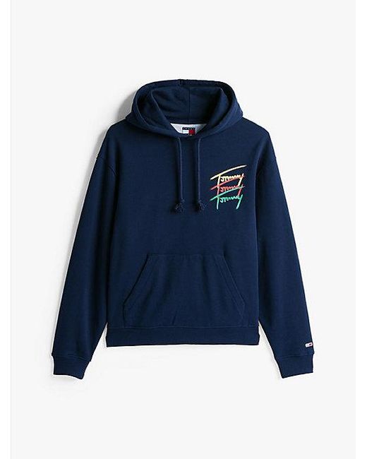 Sudadera Signature Con Capucha Y Logo Tommy Hilfiger de hombre de color Blue