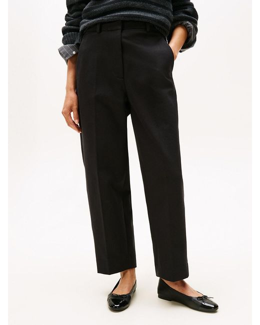 Tommy Hilfiger Black Barrel Leg Gabardine Trousers