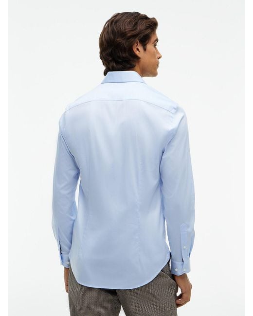 Tommy Hilfiger Blue New York Label Slim Fit Flex Collar Shirt for men