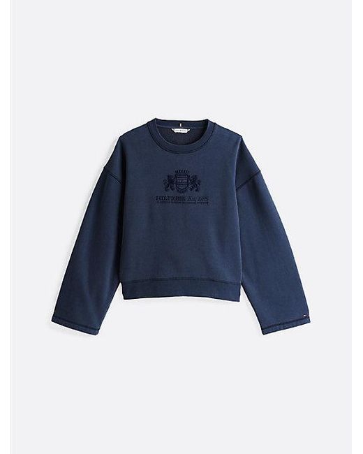 Tommy Hilfiger Sweatshirt Met Wijde Mouw En Geborduurd Logo in het Blue