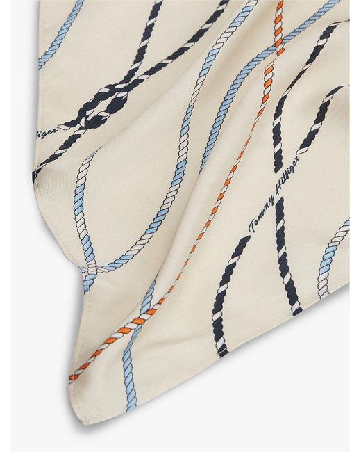 Tommy Hilfiger White Rope Print Pure Silk Scarf