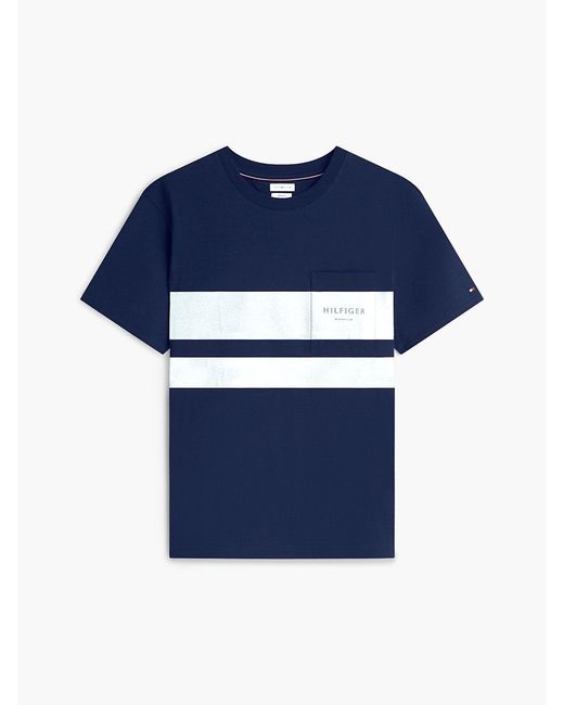 Tommy Hilfiger Blue Logo Colour-Blocked Relaxed T-Shirt for men