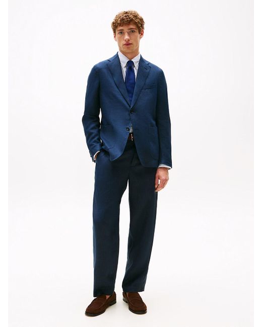 Tommy Hilfiger Blue Pure Linen Extra Slim Blazer for men
