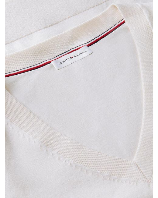 Tommy Hilfiger Blue Gold-tone Button Cuff V-neck Jumper