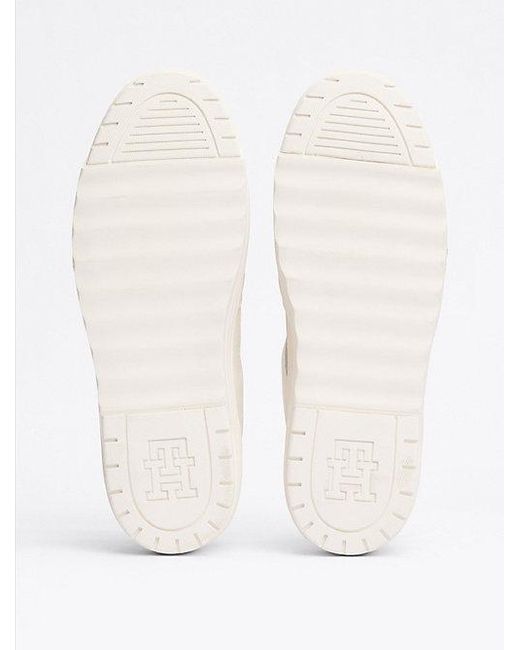 Tommy Hilfiger White Color Block-Basketball-Sneaker Aus Leder