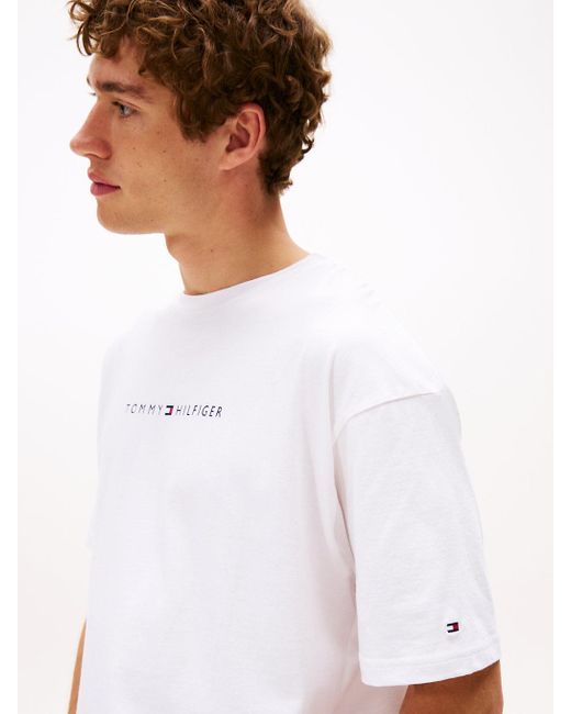 Tommy Hilfiger White Th Original Logo Relaxed Lounge T-shirt for men