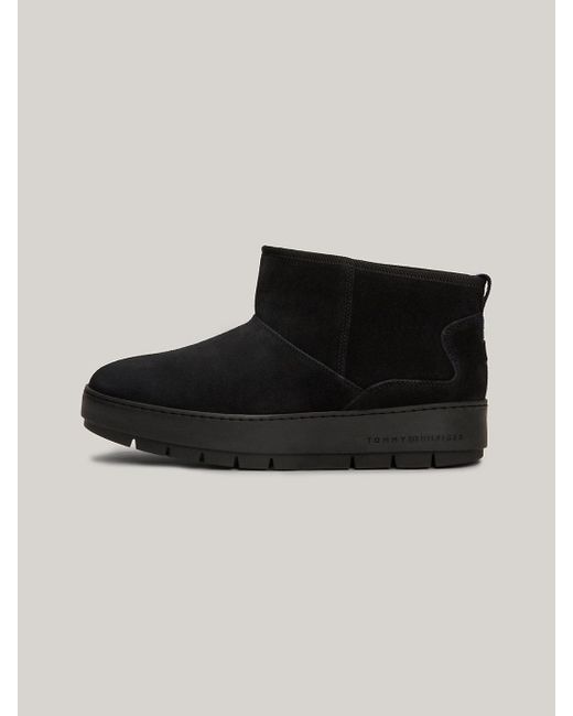 Tommy Hilfiger Black Warm Lined Suede Low Snow Boots