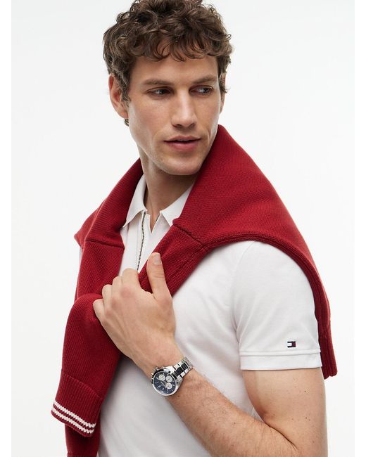 Tommy Hilfiger White New York Label Performance Regular Fit Polo Shirt for men