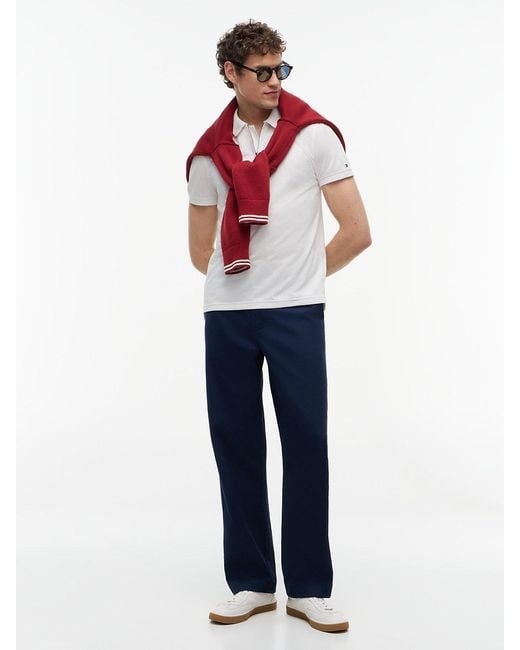 Tommy Hilfiger White New York Label Performance Regular Fit Polo Shirt for men