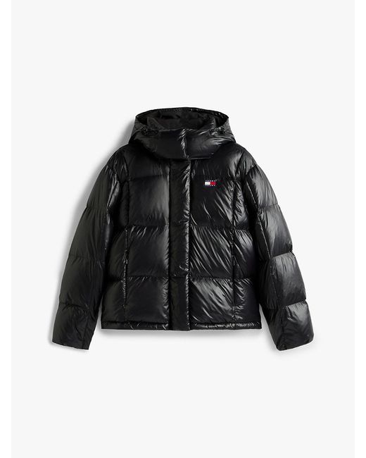 Tommy Hilfiger Black Shiny Quilted Down Alaska Puffer Jacket