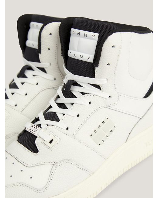 Tommy Hilfiger Natural Leather Mid Top Basketball Trainers for men